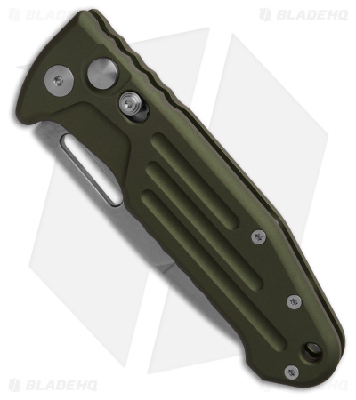 Fox Knives Smarty Automatic Spear Point Knife OD Green Aluminum (3.2" Stonewash)