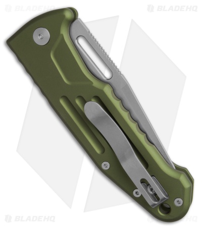 Fox Knives Smarty Automatic Clip Point Knife OD Green Aluminum (3.2" Stonewash)