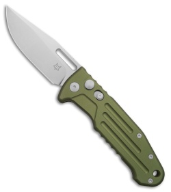 Fox Knives Smarty Automatic Clip Point Knife OD Green Aluminum (3.2" Stonewash)