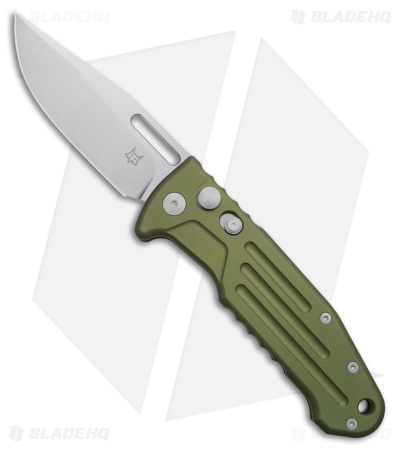 Fox Knives Smarty Automatic Clip Point Knife OD Green Aluminum (3.2" Stonewash)
