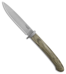 LionSteel AGO Drop Point Fixed Blade Knife Green Canvas Micarta (3.1&quot; Satin) | 215055