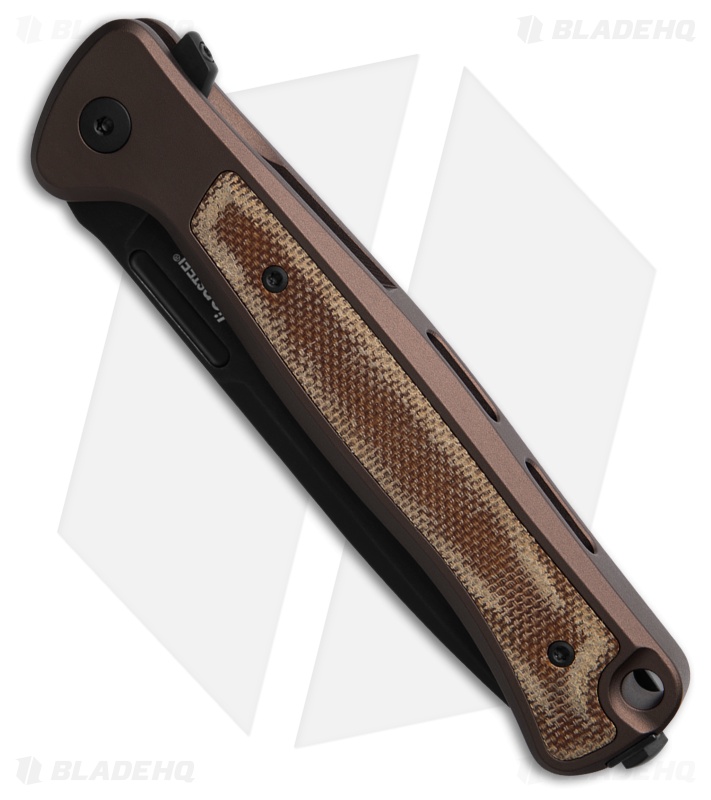 LionSteel Knives Skinny MagnaCut Frame Lock Knife Earth Aluminum (3.3" Blk)
