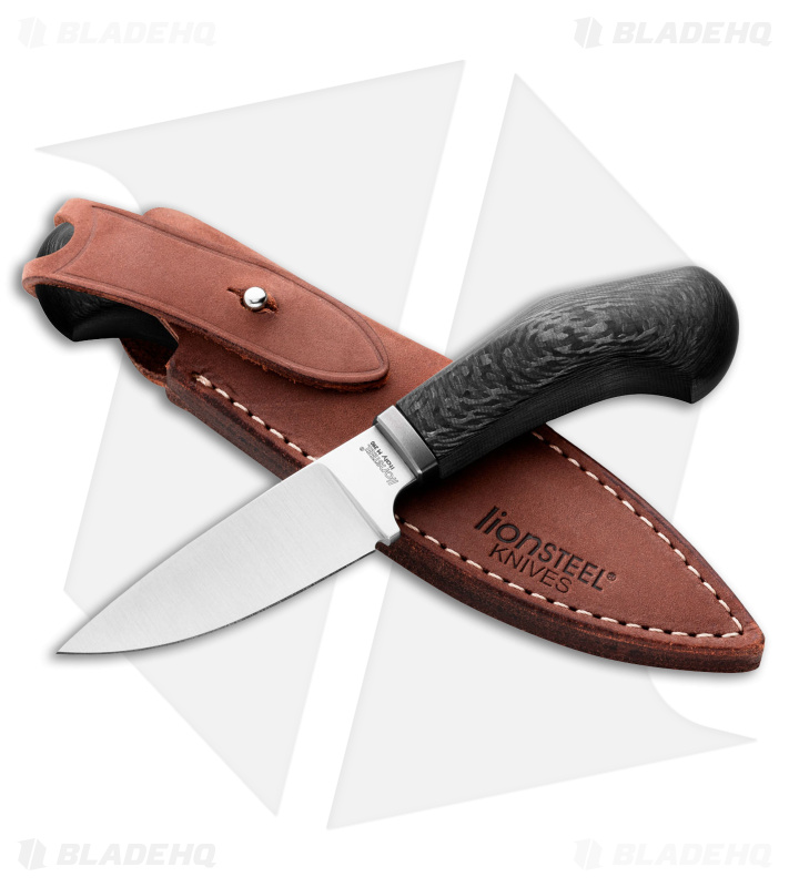 LionSteel Willy Fixed Blade Knife Black Carbon Fiber (3" Satin) WL1 CF