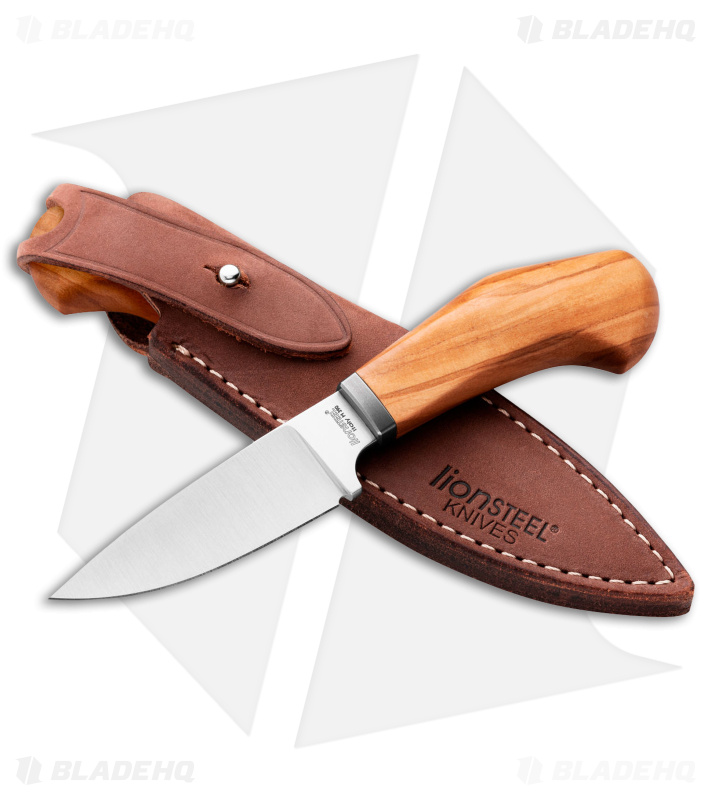 LionSteel Willy Fixed Blade Knife Olive Wood (3" Satin) WL1 UL