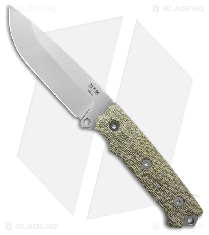 MKM Base Camp Fixed Blade Knife Green Micarta (5" Stonewash)