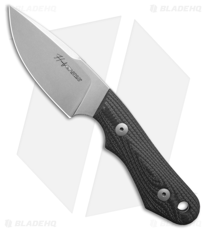 Viper Knives Handy Fixed Blade Knife Black SureTouch (3.4" Stonewash) VT4040GG