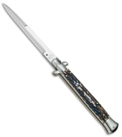 AGA Campolin 11" Picklock Automatic Italian Stiletto Stag (5" Satin) 2017