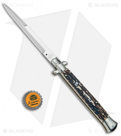 AGA Campolin 11" Picklock Automatic Italian Stiletto Stag (5" Satin) 2017