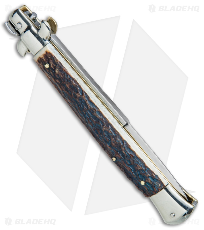 AGA Campolin 11" Picklock Automatic Italian Stiletto Stag (5" Satin) 2017