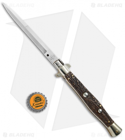 AGA Campolin 11" Picklock Automatic Italian Stiletto Stag Horn (5"Satin) 2018