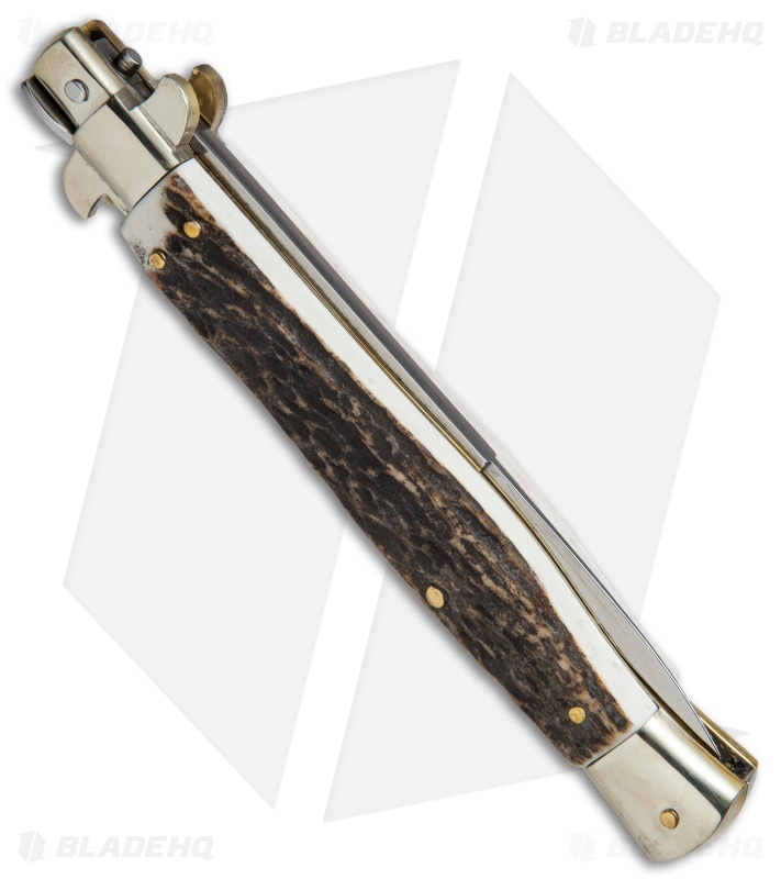 AGA Campolin 11" Picklock Automatic Italian Stiletto Stag Horn (5"Satin) 2018