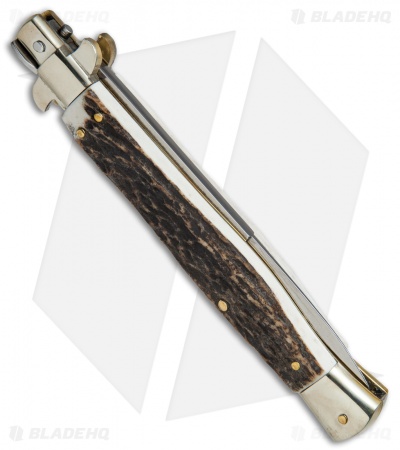 AGA Campolin 11" Picklock Automatic Italian Stiletto Stag Horn (5"Satin) 2018