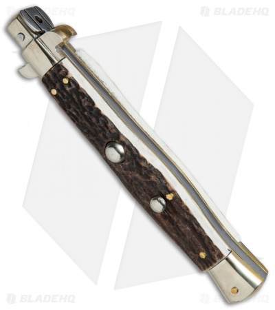 AGA Campolin 11" Picklock Automatic Italian Stiletto Stag Horn (5"Satin) 2018