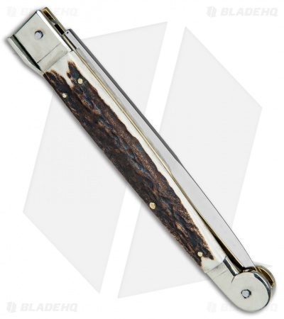 A.G.A. Campolin 12" Sicilian Picklock Bayo Automatic Knife Stag (5.5" Satin) 