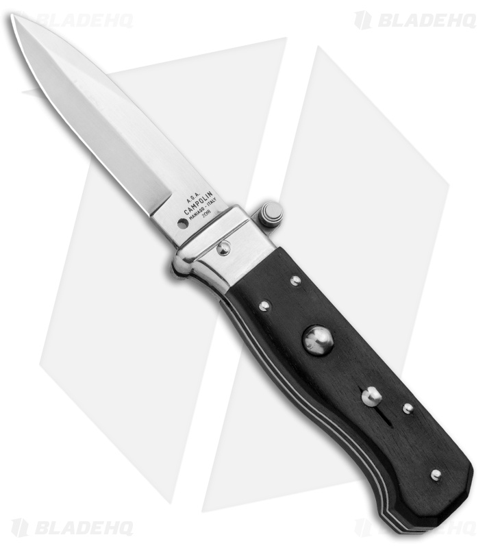 AGA Campolin Piccolo Italian Stiletto Automatic Knife Ebony (2.8" Satin)