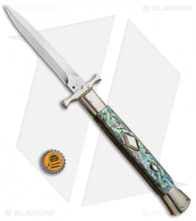AGA Campolin 13" Bat Swinguard Diamond Automatic Knife Abalone (5.75" Dagger)