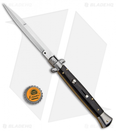 Frank B 11" Italian Stiletto Bayonet Automatic Knife Ebony Wood (5" Satin)