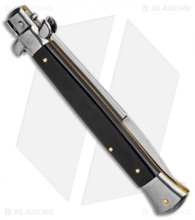 Frank B 11" Italian Stiletto Bayonet Automatic Knife Ebony Wood (5" Satin)