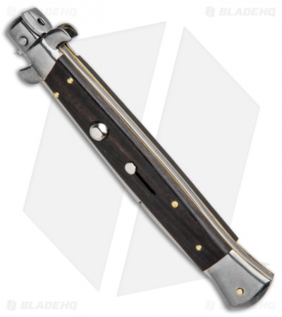 Frank B 11" Italian Stiletto Bayonet Automatic Knife Ebony Wood (5" Satin)