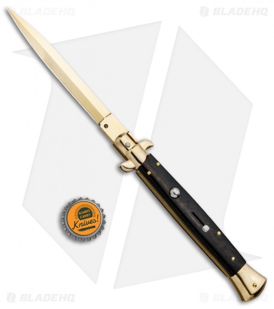 Frank B 11" Italian Stiletto Dagger Knife Gold Plated Ebony (5" Gold) 