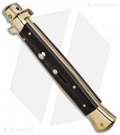 Frank B 11" Italian Stiletto Dagger Knife Gold Plated Ebony (5" Gold) 