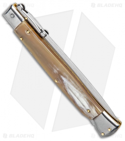 Frank B 11" Italian Stiletto Swinguard Automatic Honey Horn (5" Satin Bayonet) 