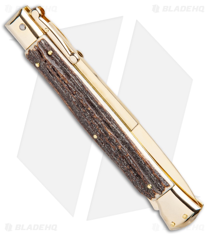 Frank B 11" Italian Stiletto Swinguard Bayonet Knife Stag (5" Gold) 