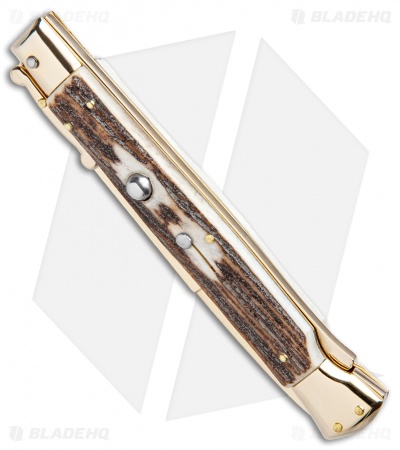 Frank B 11" Italian Stiletto Swinguard Bayonet Knife Stag (5" Gold) 