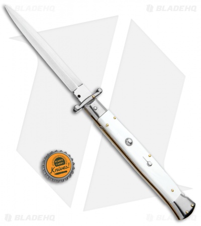 Frank B 11" Italian Stiletto Swinguard Automatic White (5" Satin Dagger) 