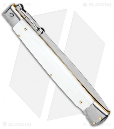 Frank B 11" Italian Stiletto Swinguard Automatic White (5" Satin Dagger) 