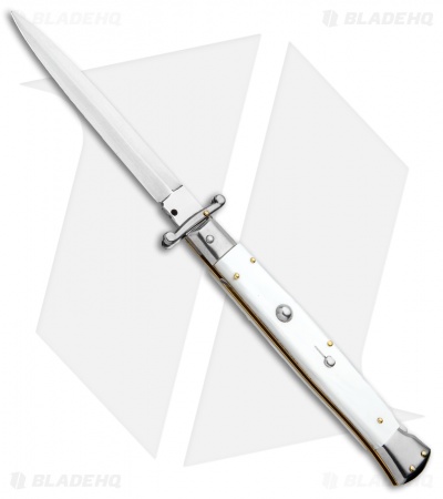 Frank B 11" Italian Stiletto Swinguard Automatic White (5" Satin Dagger) 