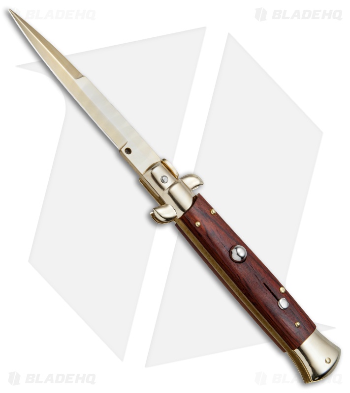 Frank B 9" Italian Stiletto Bayonet Knife Gold Plated Cocobolo (4" Gold)