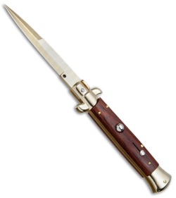 Frank B 9" Italian Stiletto Bayonet Knife Gold Plated Cocobolo (4" Gold) 