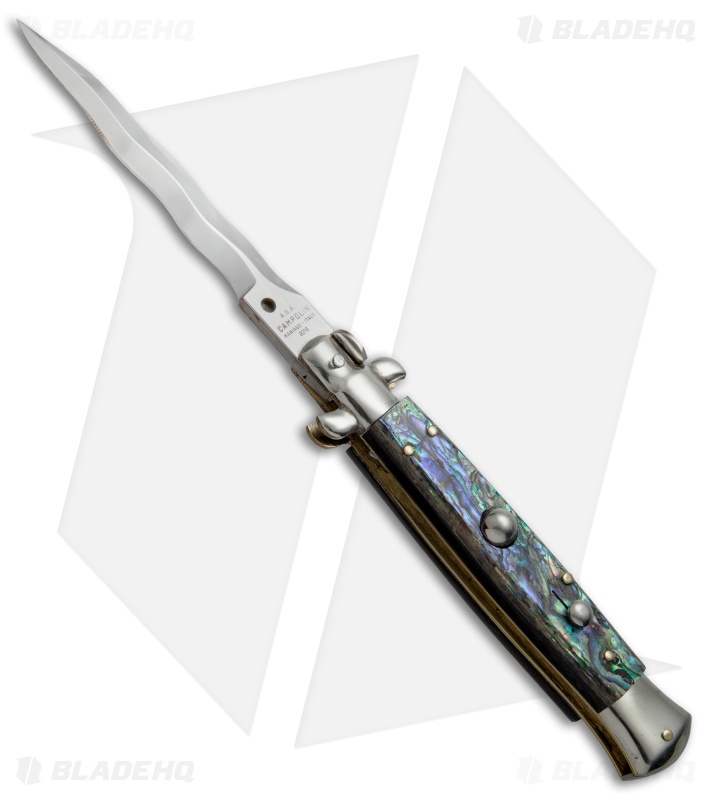 AGA Campolin 10" Italian Stiletto Automatic Abalone (4.5" Satin Kriss)