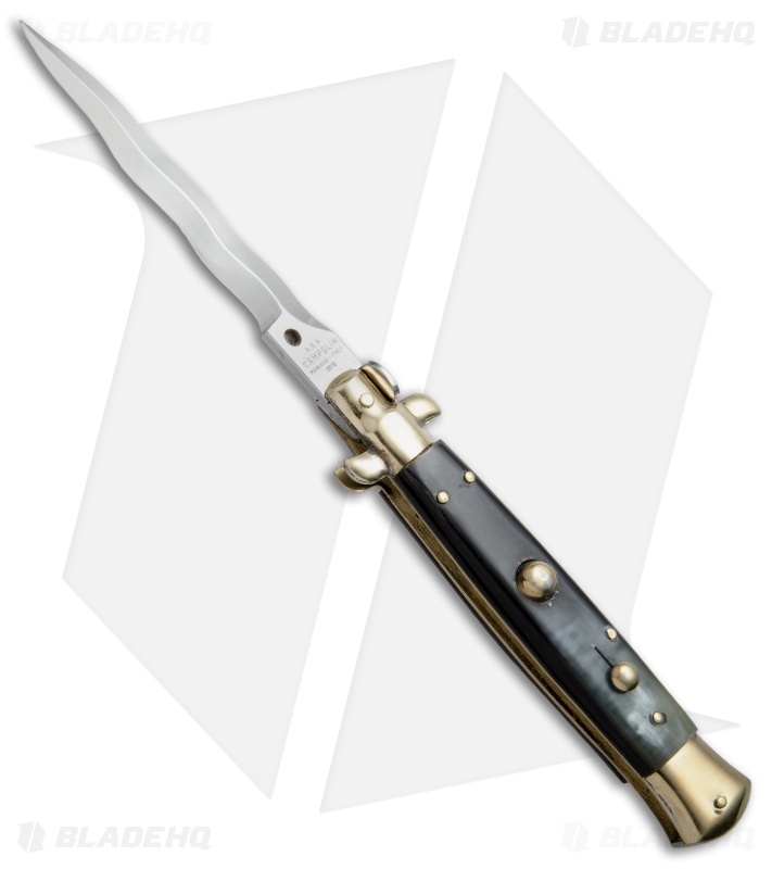 AGA Campolin 10" Italian Stiletto Automatic Brass/Brazilian (4.5" Satin Kris)