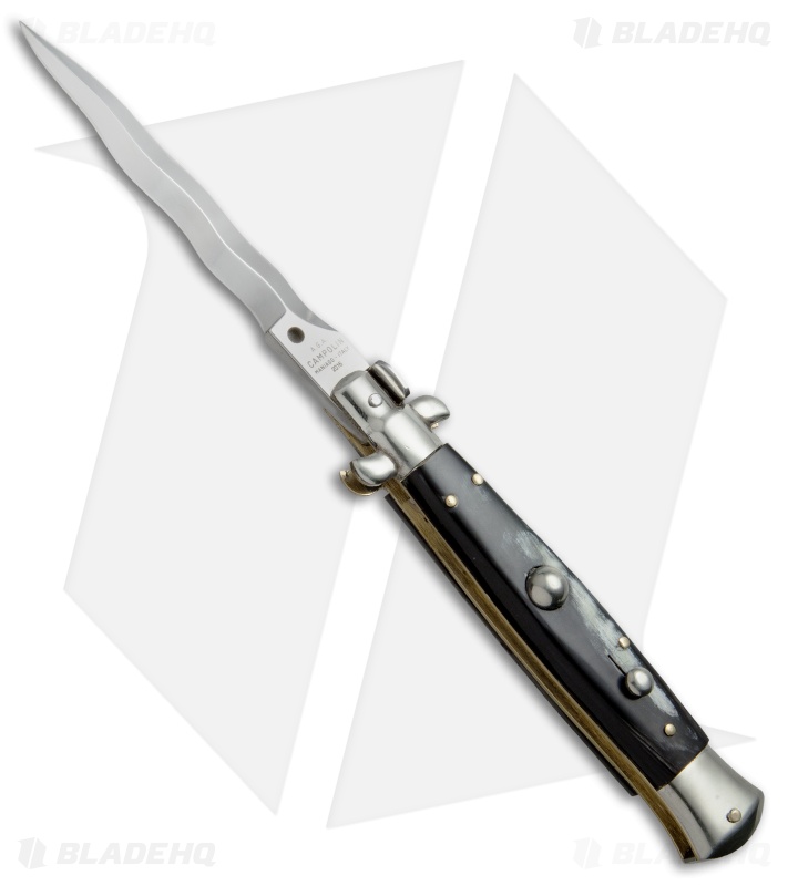 AGA Campolin 10" Italian Stiletto Picklock Automatic Brazil Horn (4.5" Kris)