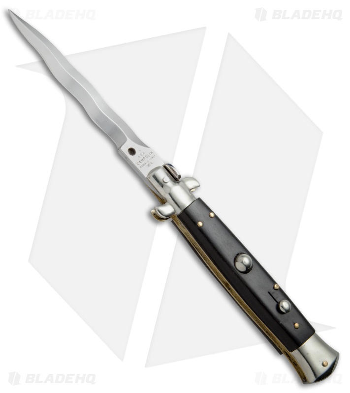 AGA Campolin 10" Italian Stiletto Picklock Automatic Ebony Wood (4.5" Kris)
