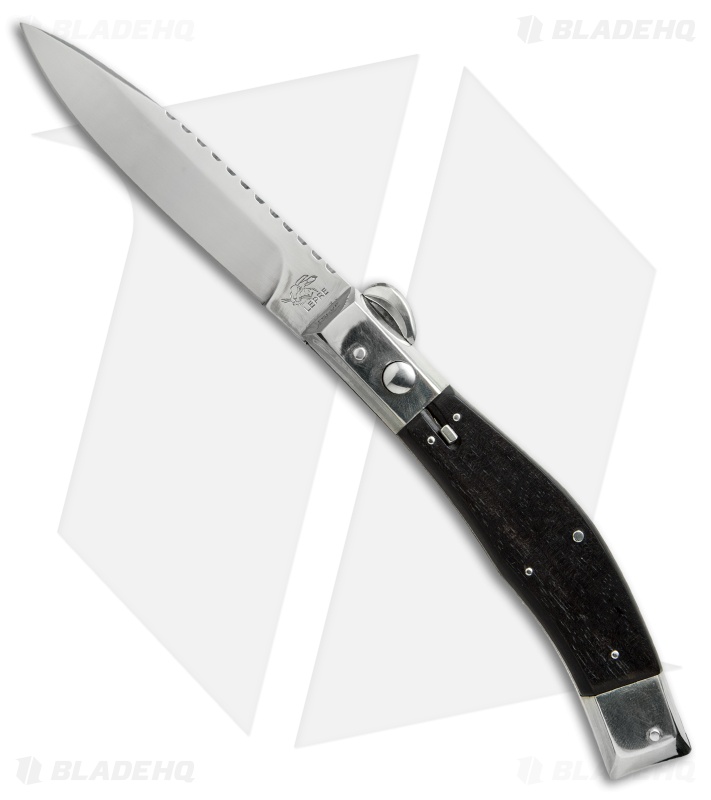 Lepre 10" Picklock Automatic Knife Ebony Wood w/ Filework (4.2" Satin)