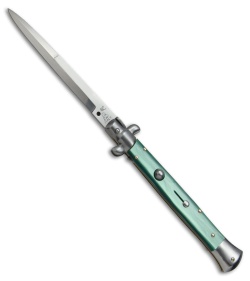 SKM AB 11" Italian Stiletto Automatic Knife Green Pearlex (5" Satin Bayonet)