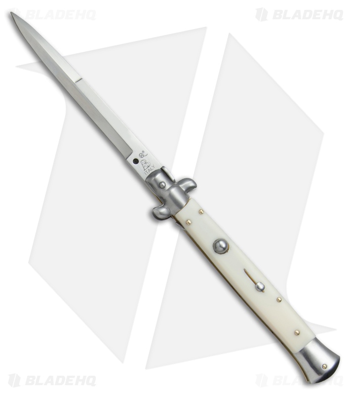 SKM AB 11" Italian Stiletto Automatic Knife Sim Bone (5" Satin Bayonet)