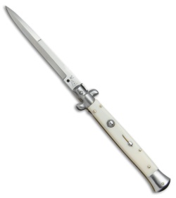 SKM AB 11" Italian Stiletto Automatic Knife Sim Bone (5" Satin Bayonet)