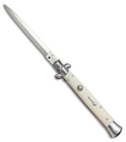 SKM AB 11" Italian Stiletto Automatic Knife Sim Bone (5" Satin Dagger)