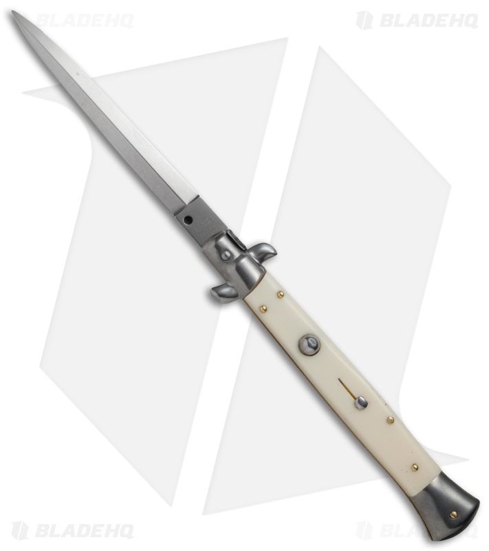 Frank B 11" Italian Stiletto Automatic Knife Sim Ivory (5" Satin Dagger) 