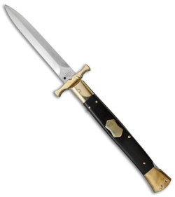 AGA Campolin 13" Bat Swinguard Automatic Brass/Ebony Wood (5.75" Satin Dagger)