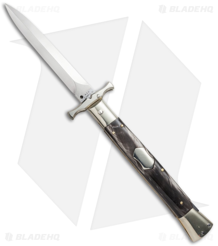 AGA Campolin 13" Bat Swinguard Automatic Knife Dark Horn (5.75" Dagger)