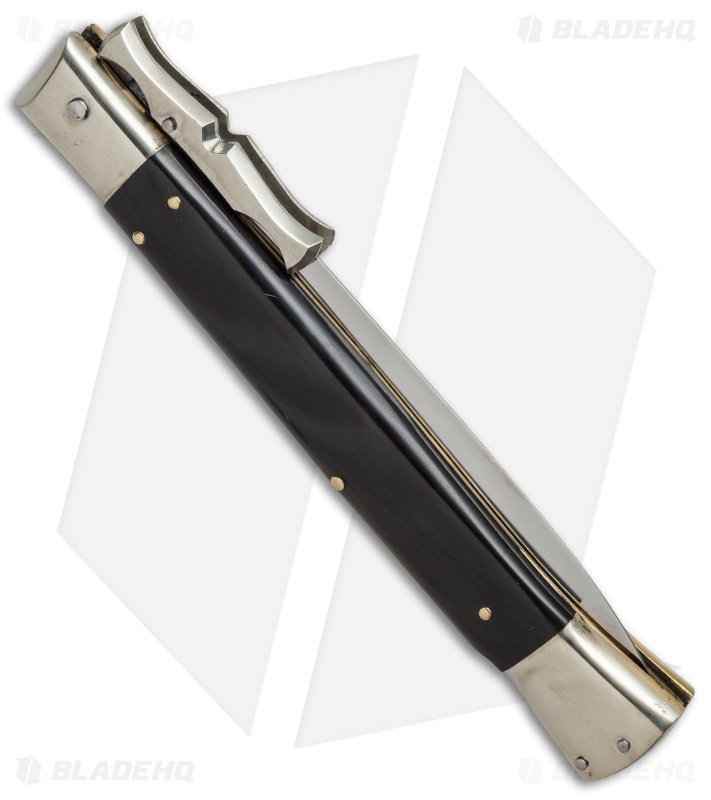 AGA Campolin 13" Bat Swinguard Automatic Knife Dark Horn (5.75" Dagger)