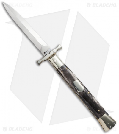 AGA Campolin 13" Bat Swinguard Automatic Knife Dark Horn (5.75" Dagger)