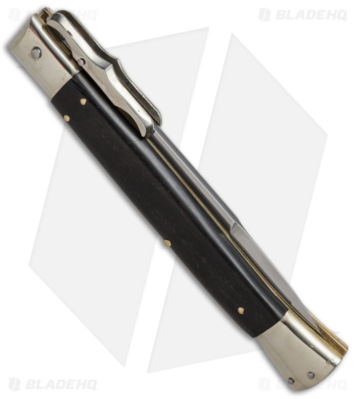 AGA Campolin 13" Bat Swinguard Automatic Knife Ebony Wood (5.75" Satin Bayonet)