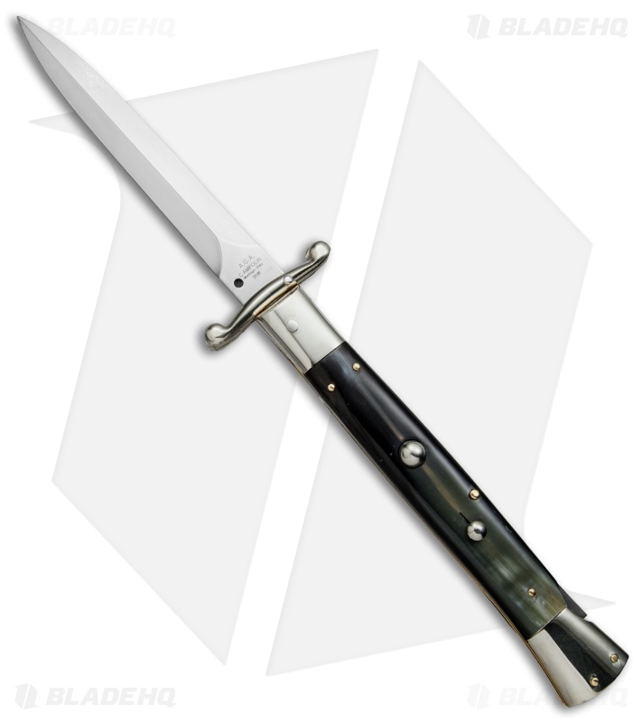 AGA Campolin 13" Swinguard Automatic Knife Dark Horn (5.75" Satin Dagger)