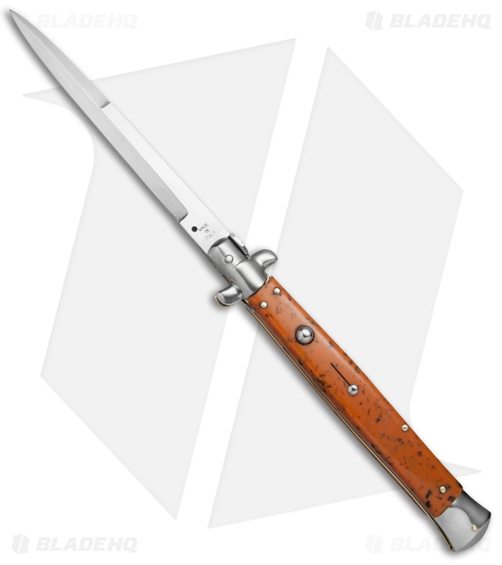 SKM 13" Italian Stiletto Automatic Knife Coral Acrylic (5.7" Satin Bayo)